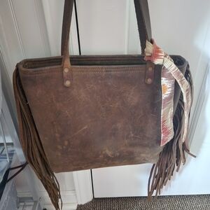 All leather purse with tassels